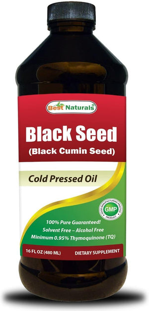 Best Naturals Black Seed Oil 16 OZ - Cold Pressed - Alcohol Free - Solvent Free - Black Cumin Seed Oil from 100% Genuine Nigella Sativa - shopbestnaturals.com