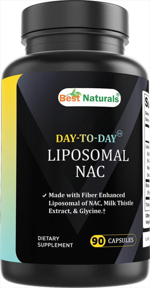 Best Naturals Liposomal NAC Complex 1500 mg Per Serving with Black Pepper Extract, NAC, Milk Thistle Extract & Glycine, Fiber Enhanced Formula, Vegan Capsules, 90 Count