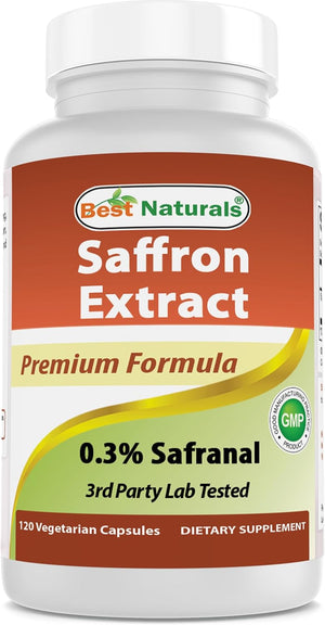 Best Naturals Saffron Extract 88.5 mg - 0.3% Safranal - 120 Vegetarian Capsule