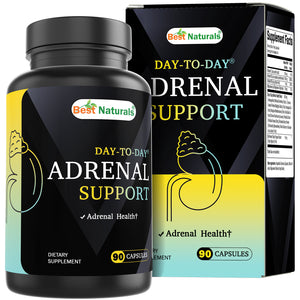 Best Naturals Day-to-Day Adrenal Support Supplements - 90 Veg Capsules - Made with Ashwagandha, L-Tyrosine, Magnesium, Rhodiola & Holy Basil & Bioperine