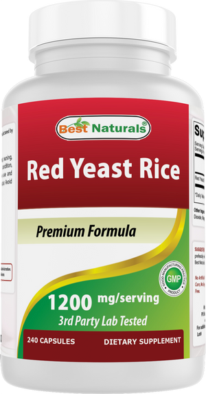 Best Naturals Red Yeast Rice 1200mg Per Serving 240 Capsules - Premium Formula - 3rd Party Lab Tested