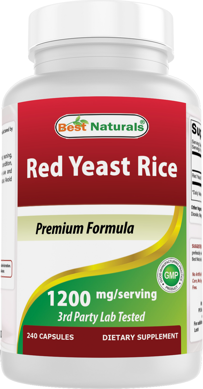 Best Naturals Red Yeast Rice 1200mg Per Serving 240 Capsules - Premium Formula - 3rd Party Lab Tested