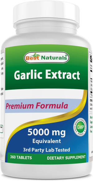 Best Naturals Garlic Extract 5000 mg Equivalent Per Serving- 360 Tablets