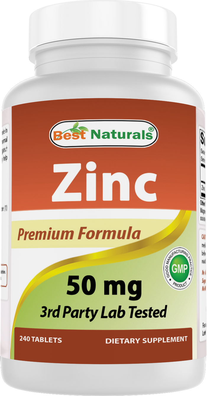 Best Naturals Zinc Supplement as Zinc Gluconate 50mg 240 Tablets