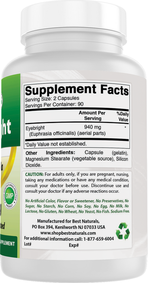 Best Naturals Eyebright 470 mg 180 Capsules