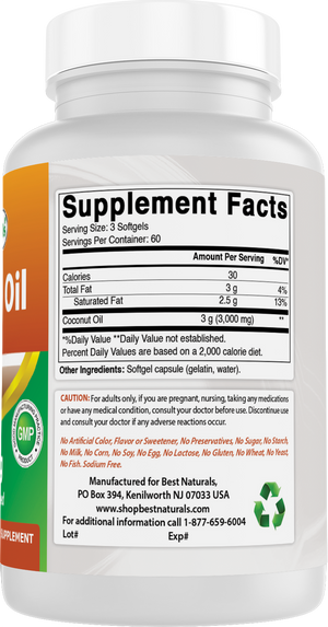 Best Naturals Coconut oil 1000 mg 180 Softgels