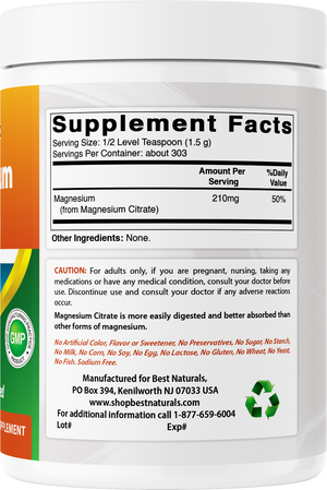 Best Naturals Magnesium Citrate 1 Lb Pure Powder