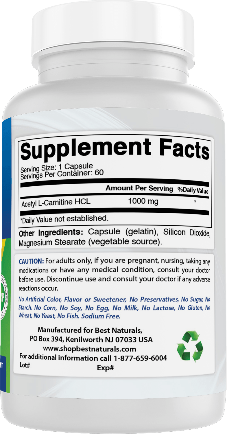 Best Naturals Acetyl L-Carnitine 1000 mg 60 Capsules shopbestnaturals.com Best Naturals Acetyl L-Carnitine 1000 mg 60 Capsules shopbestnaturals.com