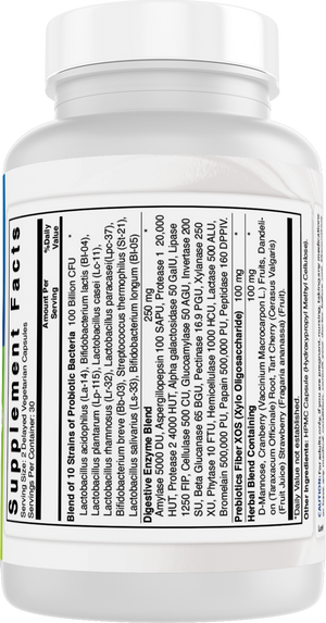 Best Naturals Probiotics for Women 100 Billion CFU - 10 Strains + Prebiotics Fiber + Digestive Enzyme Blend + Women's Health Herbal Blend - Immune, Digestive & Gut Health - 60 Deleyaed Capsules
