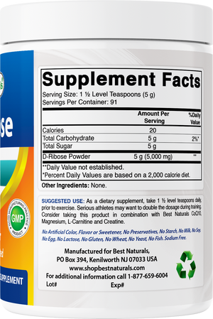 Best Naturals D-Ribose 1 Lb Pure Powder