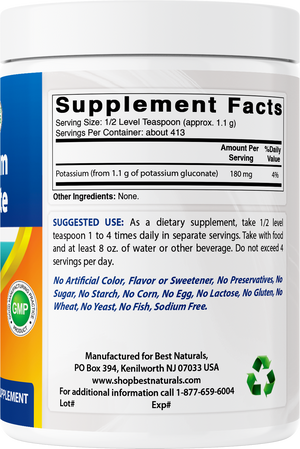 Best Naturals Potassium Gluconate 1 Lb Powder