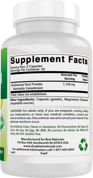 Best Naturals Goldenseal Root 570 mg 100 Capsules