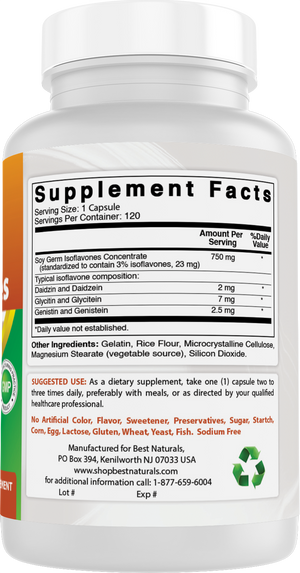 Best Naturals Soy Isoflavones 750 mg 120 Capsules