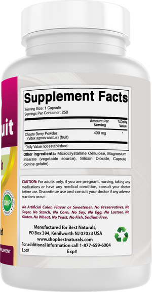 Best Naturals Vitex Fruit (Chasteberry) 400 mg 250 Capsules