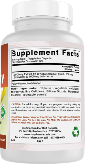 Best Naturals Tart Cherry 1000 mg 120 Vegetarian Capsules