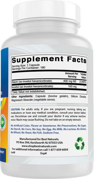 Best Naturals Niacin 500 mg 180 Capsules