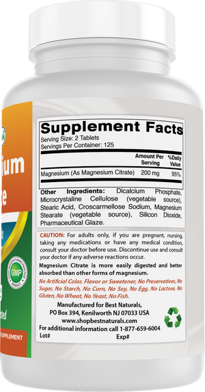 Best Naturals Magnesium Citrate 400 mg 250 tablets
