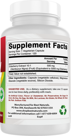 Best Naturals Elderberry 5000 mg 120 Vegetarian Capsules