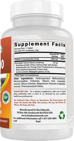 Best Naturals Vitamin C 1000 mg 240 Tablets