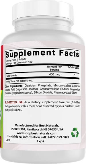Best Naturals Huperzine A 400 mcg Per Serving- 240 Tablets, Gluten Free and Non-GMO
