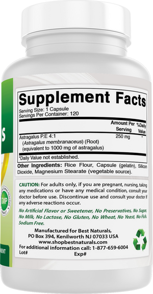Best Naturals Astragalus Extract 1000mg 120 Capsules