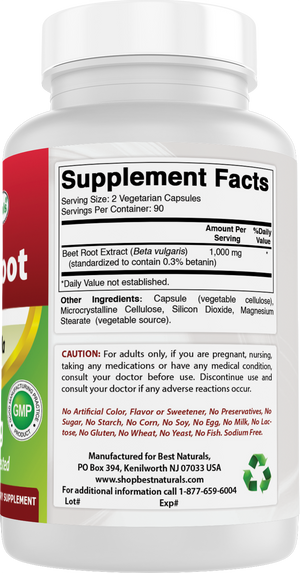 Best Naturals Beet Root 500 mg 180 Capsules
