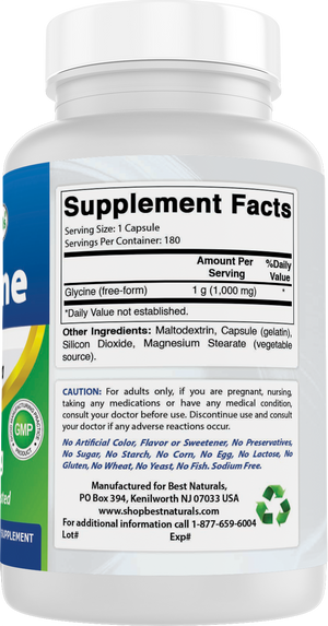 Best Naturals Glycine 1000 mg 180 Capsules