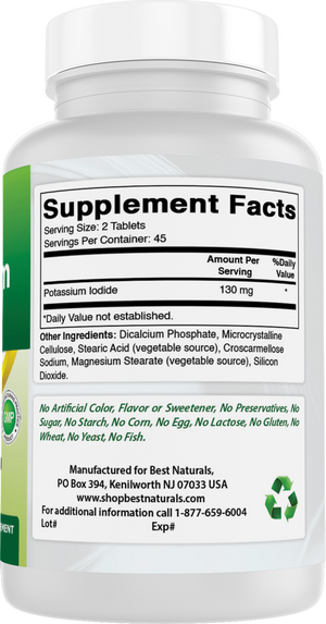 Best Naturals Potassium Iodide 130 mg per Serving - Dietary Supplement, 90 Tablets (1)