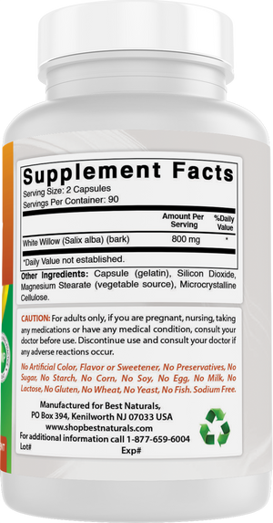 Best Naturals White willow bark 400 mg 180 Capsules