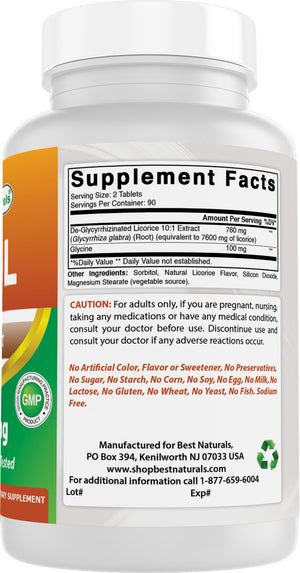 Best Naturals DGL 380 mg 180 Tablets