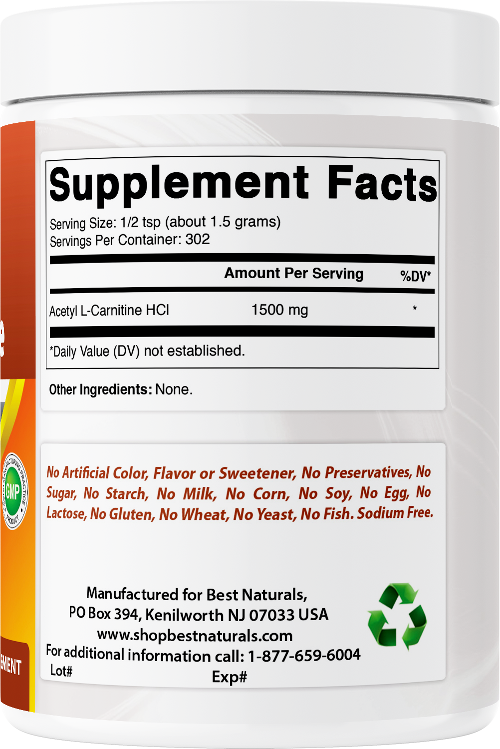 ingredients in l carnitine powder Nutricost L-Carnitine Tartrate High Quality Supplement Powder, 100 Servings, 1 Gram per Serving Acetyl-L-Carnitine Pure Powder