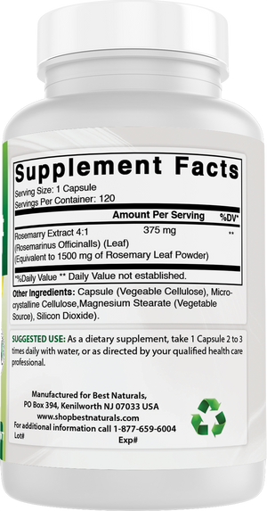 Best Naturals Rosemary Extract 1500 mg Equivalent Per Serving- 120 Capsules
