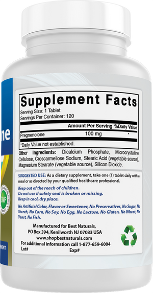 Best Naturals Pregnenolone 100 mg 120 Tablets