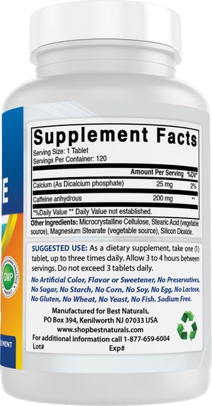 Best Naturals Caffeine 200 mg 120 Tablets