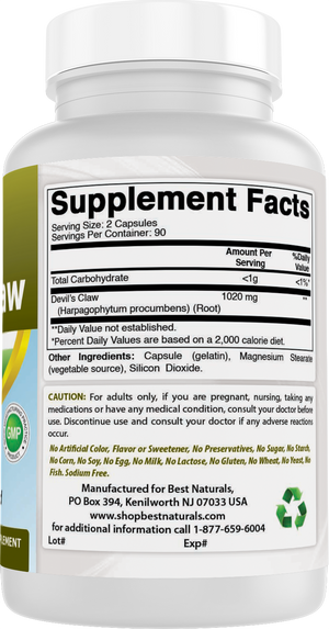 Best Naturals Devil's Claw 510 mg 180 Capsules