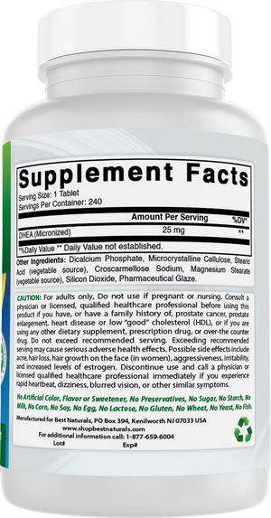 Best Naturals DHEA 25 mg 240 Tablets
