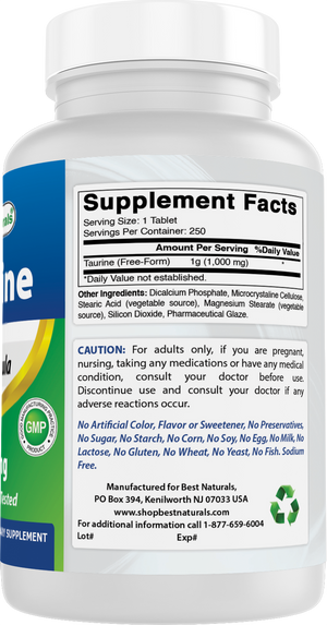 Best Naturals Taurine 1000 mg 250 Tablets