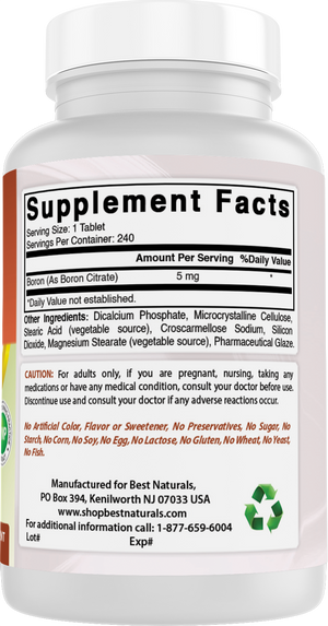 Best Naturals Boron Supplements 5 mg 240 Tablets
