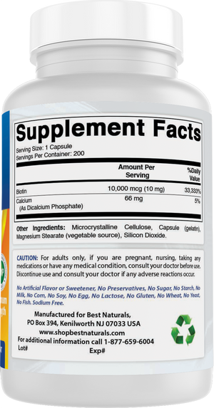 Best Naturals Biotin 10000 mcg 200 Capsules