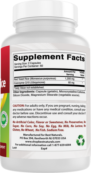 Best Naturals Red Yeast Rice with CoQ10 120 Capsules