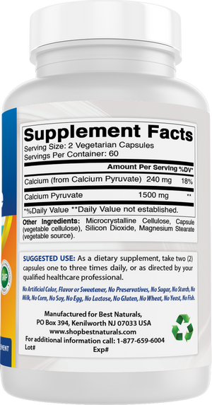 Best Naturals Calcium Pyruvate 750 mg 120 Capsules