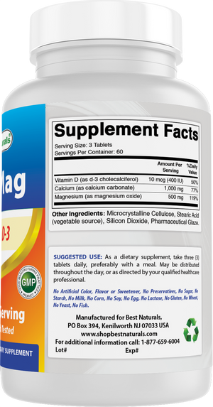Best Naturals Cal Mag with D3 180 Tablets