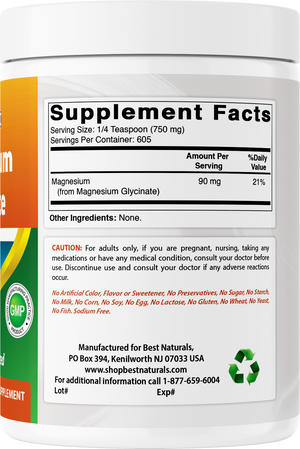 Best Naturals Magnesium Glycinate 1 Lb Pure Powder