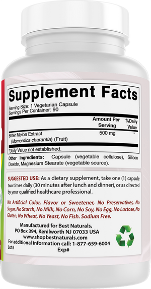 Best Naturals Bitter Melon 500 mg 90 Vegetarian Capsules