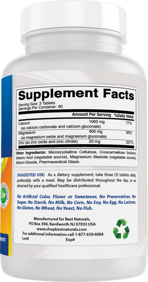 Best Naturals Calcium Magnesium Zinc 180 tablets