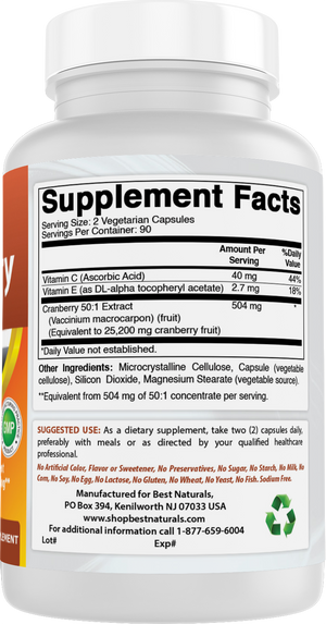 Best Naturals Cranberry Concentrate 12600 mg 180 Vegetarian Capsules