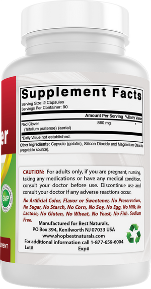Best Naturals Red Clover 430 mg 180 Capsules