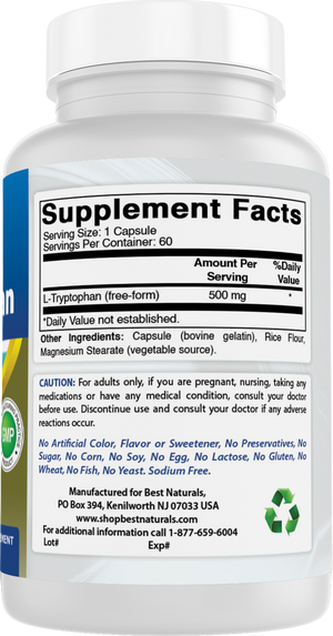 Best Naturals L-Tryptophan 500 mg 60 Capsules