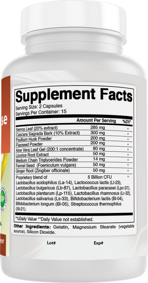 Best Naturals 15 Days Cleanse + Probiotics for Gut & Colon Health* for Women & Men with Senna, Cascara Sagrada & Psyllium Husk- 15 Days Supplies. Non-GMO & Gluten Free.
