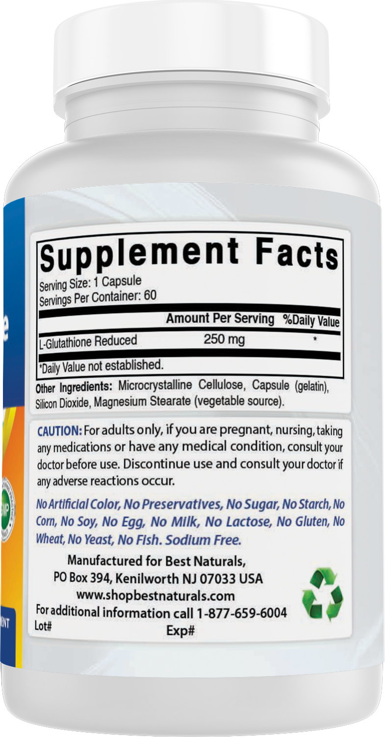 Best Naturals Glutathione Reduced 250 mg 60 Capsules shopbestnaturals.com Best Naturals Glutathione Reduced 250 mg 60 Capsules shopbestnaturals.com